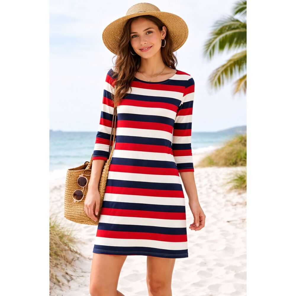 Love Riche Knit Striped Long Sleeve Dress Size S